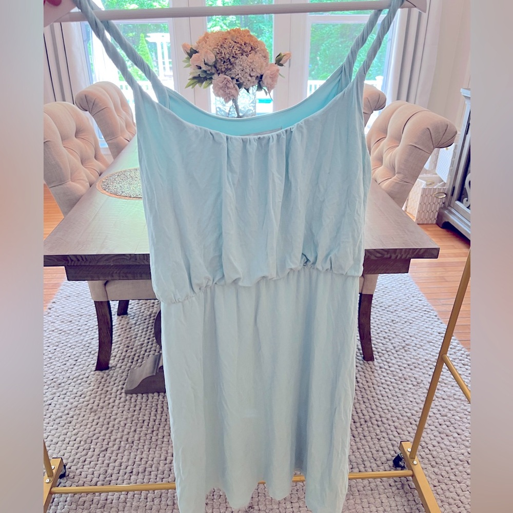 LOFT Light Blue Summer Dress in Medium Petite!
